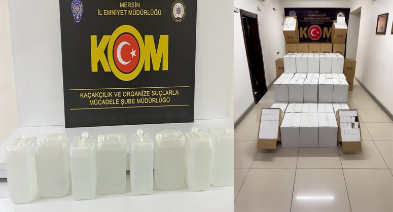 Mersin’de Kaçak Etil Alkol Ve 1 Milyon Adet Makaron Ele geçirildi