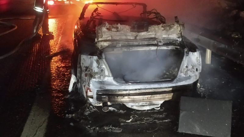 Mersin Haber/ Otoyolda spor araba alev alev yandı