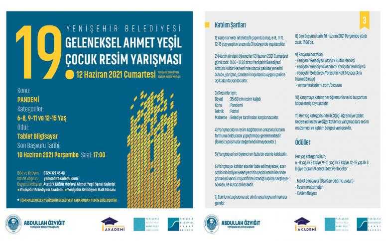 19. GELENEKSEL AHMET YEŞİL ÇOCUK RESİM YARIŞMASI BAŞVURULARI BAŞLADI